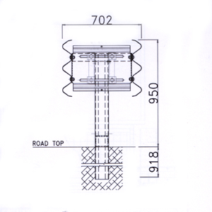 Przekrój bariery, model: H2ST-R100